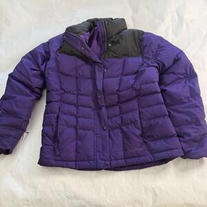 LL Bean Womens Purple Black Trail Downtek Puffer Jacket Coat Winter Pertex  M